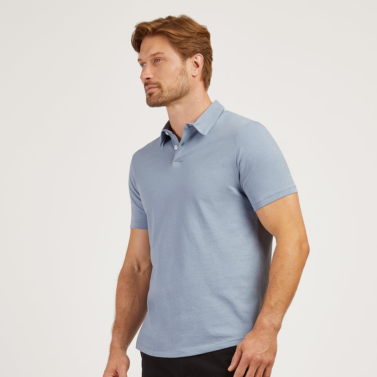 Men wearing California Blue Jersey Sueded Polo