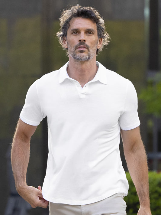 Jersey Sueded Polo Blanco polo shirts