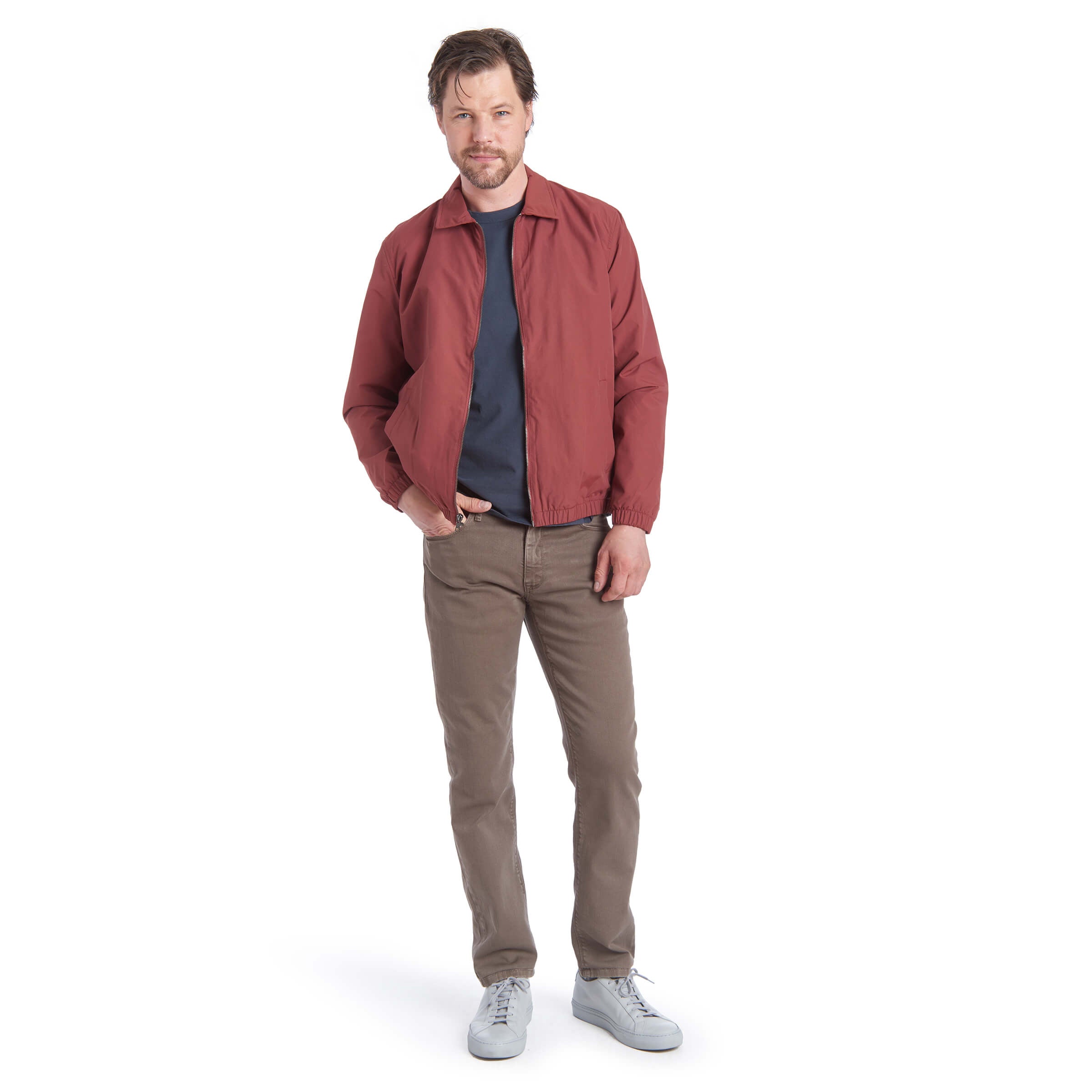 Men wearing Saddle Slim Mercer Jeans