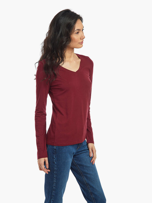 Long Sleeve V-Neck Tee Marcy Cramoisi V-Neck tees
