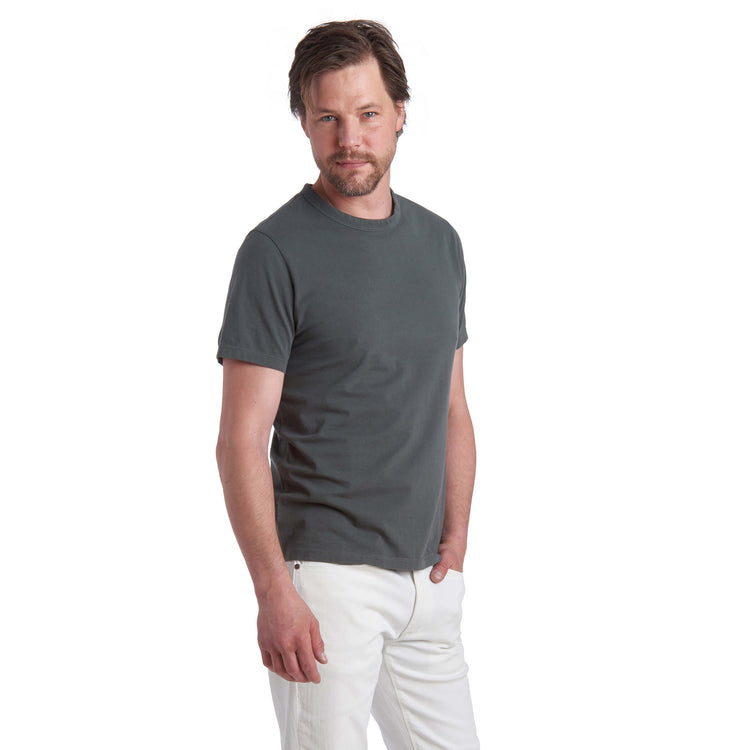 Men wearing Distressed Green Classic Crew Driggs Tee