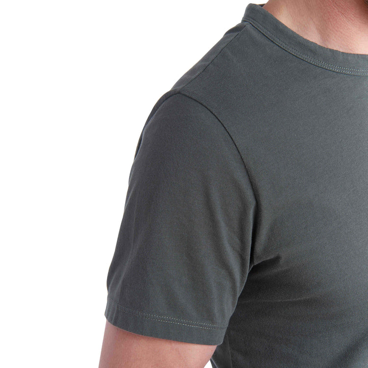 Men wearing Distressed Green Classic Crew Driggs Tee