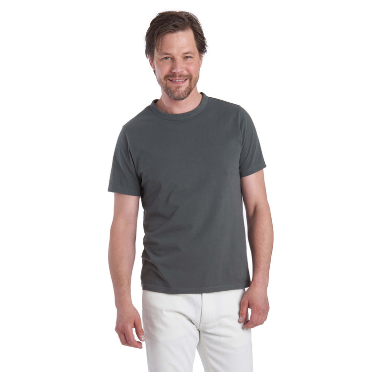 Men wearing Distressed Green Classic Crew Driggs Tee